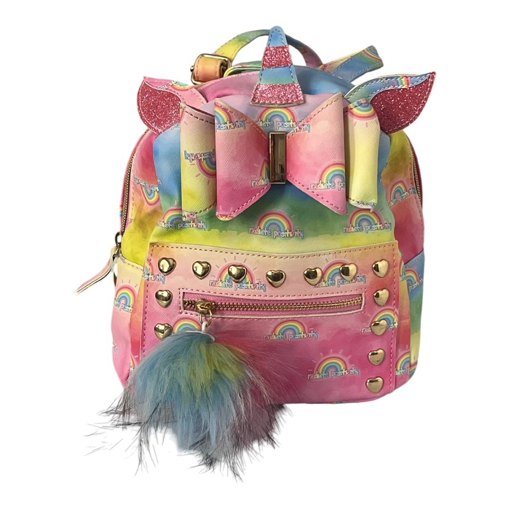 Under One Sky Rainbow Unicorn Backpack with Bow & Pom New with Tag